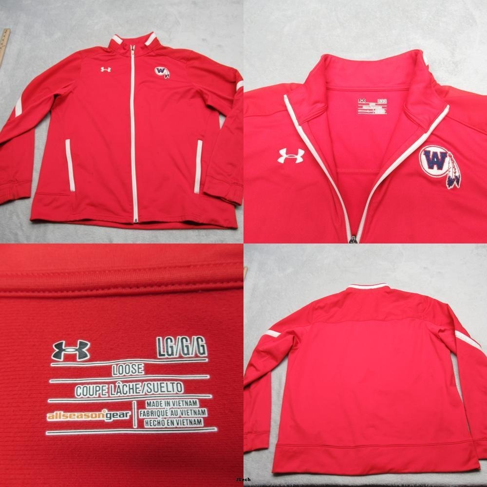 Under Armour Jacket Men Large Red Loose Full Zip All Season Gear Athletic Logo